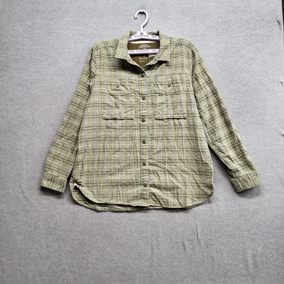 Top mujer REI Coop XL verde franela a cuadros cuello abotonado manga larga exterior Foto 1 de 4