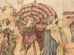 Tapiz vintage de camellos escena del Medio Oriente - noches árabes egipcias - Imagen 1 de 3