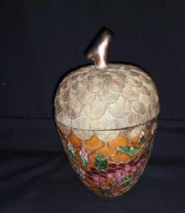 Caja de baratijas vintage con tapas de bellota Cloisonne regalo del Día de la Madre - Imagen 1 de 7