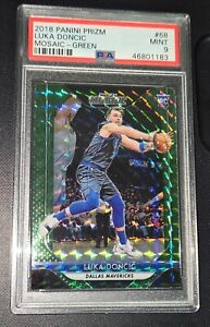 2018 PANINI Prizm Luka Doncic Mosaic Green Refractor PSA Mint 9 RC Rookie SP🔥 