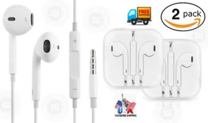 2 Pack Lot A Grade Earphones for iPhone 6 6S 5 5S 4 4S & Android Remote & Mic - Picture 1 of 1