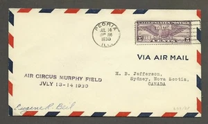 1930 Air Circus - Peoria Illinois - Eugene R. Beil piloto FIRMADO cubierta stk#129 - Imagen 1 de 2