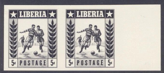Liberia 1955, 5c fútbol o fútbol, solo marco negro imperforado, NH #348 Foto 1 de 1