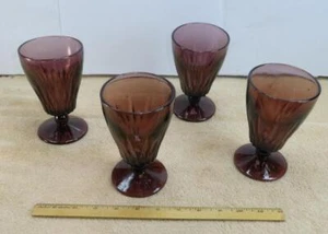 VTG Set Of 4 HAZELWARE Moroccan Amethyst Footed Water Goblets Drinking Glasses - Picture 1 of 5