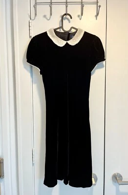 Polo Ralph Lauren girls black silk velvet party dress with organza collar 16 XL - Image 1 of 4