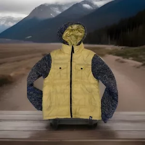 Airwalk Men's Hooded Puffer Jacket Size XL Khaki Black Vest Look Insulated retro - Picture 1 of 5