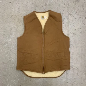Vintage Carhartt Vest Mens Large Tall USA Duck Canvas Full Zip Sherpa Lined 6SVL - Picture 1 of 11