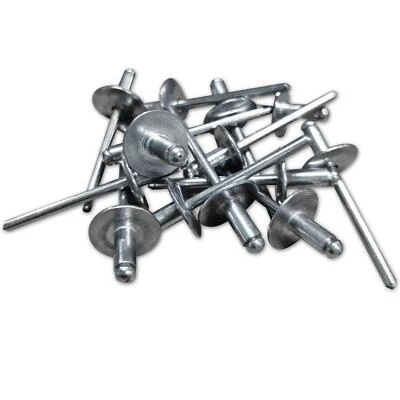250 RIVETS ALU TETE 16mm EXTRA LARGE DE 4.8 X 10 TIGE ACIER - Photo 1/2