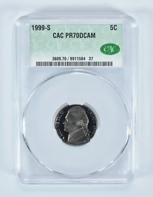 1999-S Jefferson Nickel PR70 DCAM CAC - Image 1 of 4