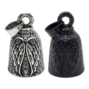 Mini Biker Motorcycle Guardian Bell Lucky Bell Angel Wings Bell Key Ring Pendant - Picture 1 of 14