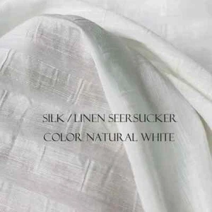 39 Inch X55 Inch Stripe Silk Linen Material Ivory White Silk Flax Fabric Wedding - Picture 1 of 6