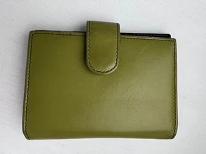 Olive Green & Brown Genuine Leather Trifold Wallet Unisex 16 Credit Card Slots - Picture 1 of 8