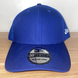 New Era 39Thirty Stretch Fitted Cap Size M/L Blue Blank Cap - Picture 1 of 8