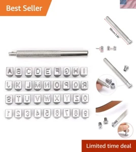 Leather Craft Alphabet & Number Stamp Set with Stamping Handle - 6mm Imprints - Picture 1 of 9