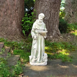 St Francis of Assisi Statue Bird Feeder Religious Garden Figurine Sculpture 23.5 - Picture 1 of 6