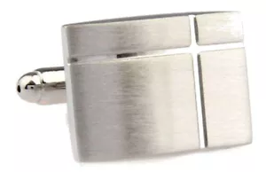 Gemelos clásicos duros cepillados plata detalle cruzado de GEWLINKS.DIRECT - Imagen 1 de 7