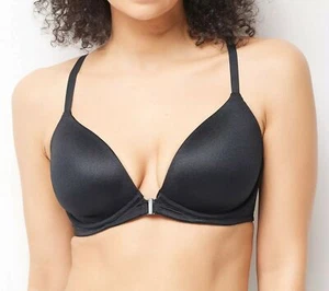 Breezies Shimmer Microfiber Front Close Bra Black DDD/36 New - Picture 1 of 1