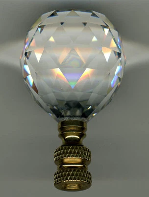 LITE ACCENTS LAMP FINIAL-STUNNING LEADED CRYSTAL LAMP FINIAL**BRASS BASE**