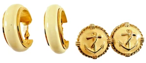 Vintage Avon Gold-tone/Enamel Clip On Earrings, Lot of 2, used - Picture 1 of 7