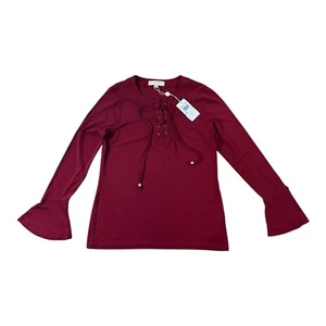 Michael Kors Blouse red lace up shirt brand new with tags RRP £150 Womens Medium - Picture 1 of 6