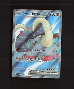 Tarjeta Pokémon holográfica ultra rara arte completo escarlata y violeta Great Tusk ex 230/198 casi nueva - Imagen 1 de 2