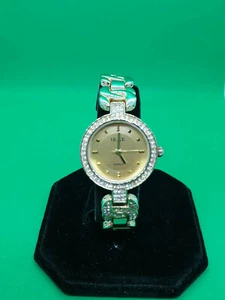 ladies ieke gold tone dress watch,crystal set case & bracelet,gold face.b4. - Picture 1 of 7