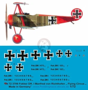 Peddinghaus 1/72 Fokker Dr.I Markings Manfred von Richthofen Jasta 11/JG I 3709 - Picture 1 of 1