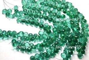 5 Matched Pair, Emerald Green Quartz Faceted Fancy Drop Shape Beads, Size-8x10mm - Picture 1 of 3