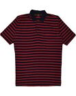 VINTAGE Mens Polo Shirt XL Navy Blue Striped Cotton AE01