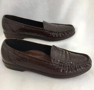SAS Simplify braune bequeme Slipper Halbschuhe Kroko-Muster USA Tripad Größe 10,5 N - Bild 1 von 10