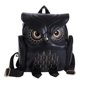 Fashion Owl Backpack Small Casual Daypack for Women Pu Leather Mini Bag (Black) - Picture 1 of 7