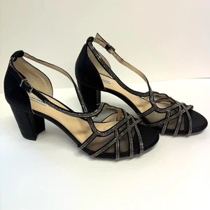 ALEX MARIE Hashleigh Women's 10 Black & Rhinestone Strappy Heels Dressy Shoes - Picture 1 of 12