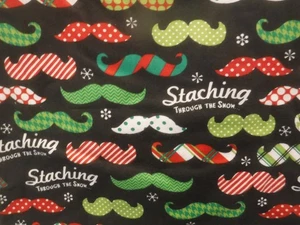 18 x 18 Pillow Cover Christmas Theme Staching Through The Snow Mustaches - Picture 1 of 1