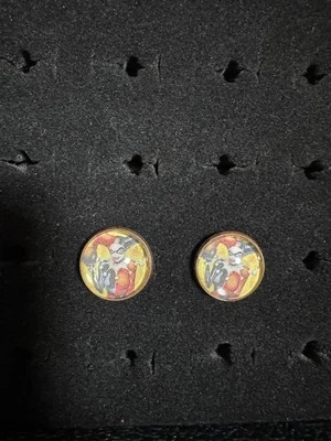 Custom Superhero & Sci-Fi Photo Glass Cufflinks - Harley Quinn Joker Dc Comic - Image 1 of 4