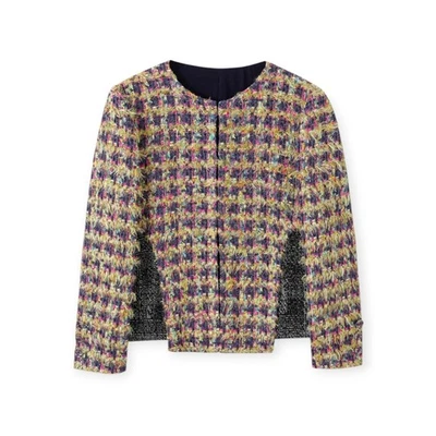 Chaqueta Multicolor Hecha a Mano Tweed Boucle Frontal Irregular Talla M,L Foto 1 de 4