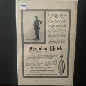 Vintage 1916 Hamilton Watch Record on Pike's Peak Ad Advertisement - Picture 1 of 2