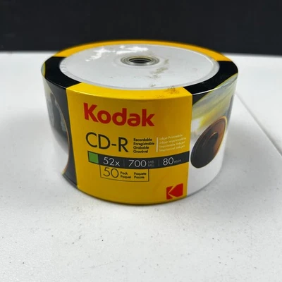 Kodak CD-R 50pk Pack 52x 700mb 80min Recordable Compact Discs New SEALED NOS - Image 1 of 4