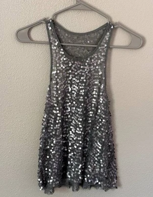 Camiseta sin mangas Intimately By Free People lentejuelas gris plata S Foto 1 de 4