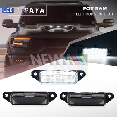 For 2021-2025 RAM 1500 TRX Smoked White LED Hood Scoop Marker Running Lights - Image 1 of 4
