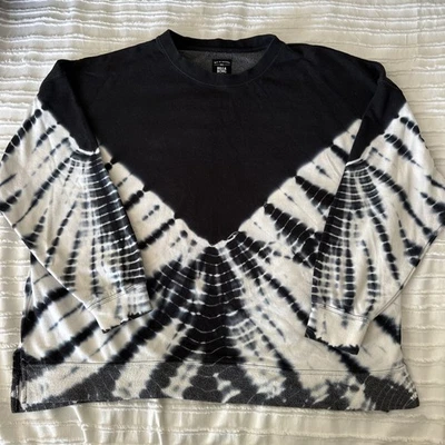 Billabong Tie-Dye Pullover Large Long Sleeve Sweatshirt Black/White - Image 1 of 4