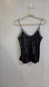 Intimate Free PEOPLE Tanktop schwarz Pailletten Spitze Neujahr Party Ready Größe S - Bild 1 von 14