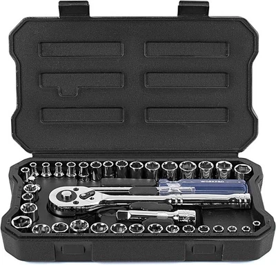 WORKPRO 39-Piece Drive Socket Set 1/4''3/8'', CR-V Metric and Imperial Sockets  - Image 1 of 4