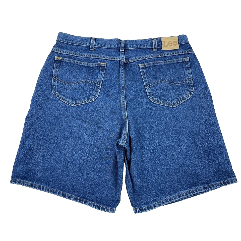 Pantalones Cortos Lee De Colección Hombres 40 Relajados Calce Suelto Azul Jean Pantalones Cortos Sueltos Años 90 Y2K Foto 1 de 4