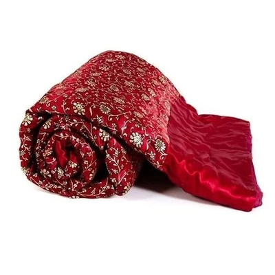 Handmade Silk Cotton Soft Jaipuri Razai Double Bed Quilt Ac Blanket 85X10 inch - Image 1 of 3