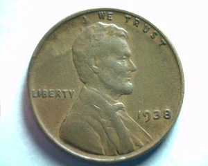 1938 LINCOLN CENT PENNY HUGE FILLED DIE OBVERSE EXTRA FINE XF EXTREMELY FINE EF - Picture 1 of 2