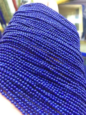 Small 4mm Natural Blue Lapis Lazuli Gemstone Round Loose Beads 15'' Strand - Image 1 of 4