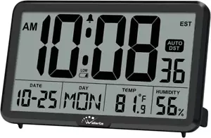 Auto Set Digitale Wanduhr Batteriebetrieben, Tischuhren mit Temperatur, Humi - Bild 1 von 12
