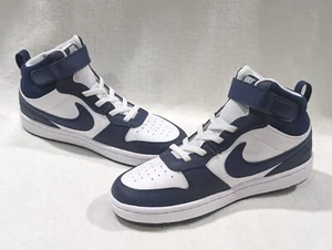Nike Court Borough Mid 2 (PSV) White/Blue Boy's Mid Top Sneakers - Size 3Y NWB - Picture 1 of 9