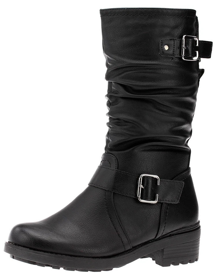 DVINA Damen Winterstiefel Stiefel Boots Gefüttert Leder-Optik Warmfutter Reißverschluß