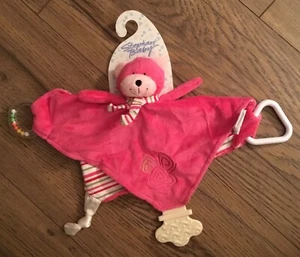 Stephan Baby Pink Bobbi the Bear Lovey Chewbie Security Blanket NWT Rattle Chewy - Picture 1 of 5